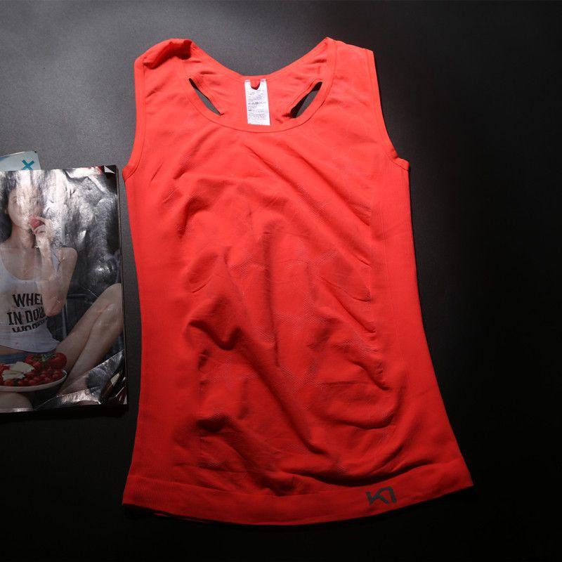 European and American Goods Sleeveless Women s Elastic Quick-Dry Workout Clothes Orange M