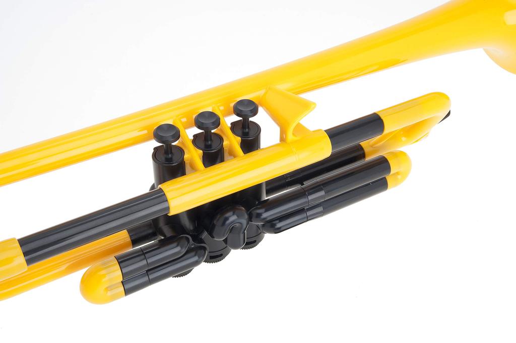 PInstruments Kunststoff-Blasinstrument Trompete pTrumpet Bb Ton Leichtes, äußerst langlebiges ABS Biocoat Antibakteriell PTRUMPET1Y Gelbe Tasche &