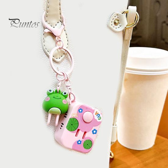 Breloc 3D în formă de broască de desene animate Breloc de culoare vibrantă cu buton de sunet Decorație portabilă pentru pungă cu pandantiv