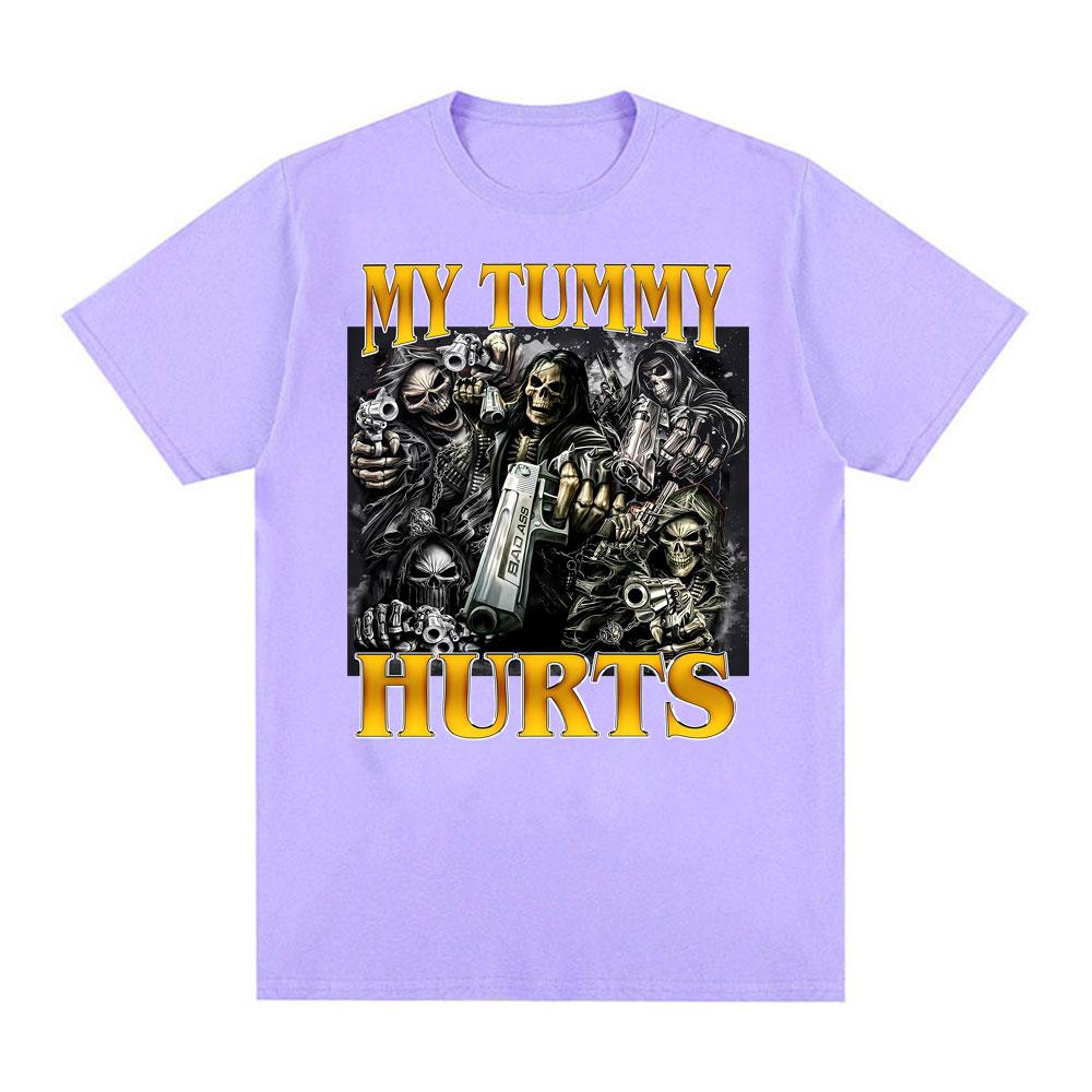 My Tummy Hurts Funny Skeleton Meme Print Tshirts Unisex Women Clothing Fashion Gothic Harajuku T Shirt Summer 100 Cotton T Shirts