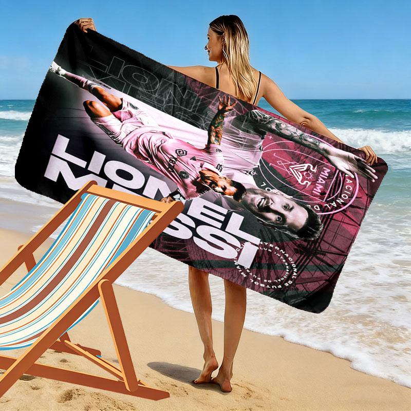 Asciugamano da Spiaggia Stampa Messi Supremacy, Asciugamano Grande Morbido Asciugatura Rapida per Spiaggia Campeggio Nuoto