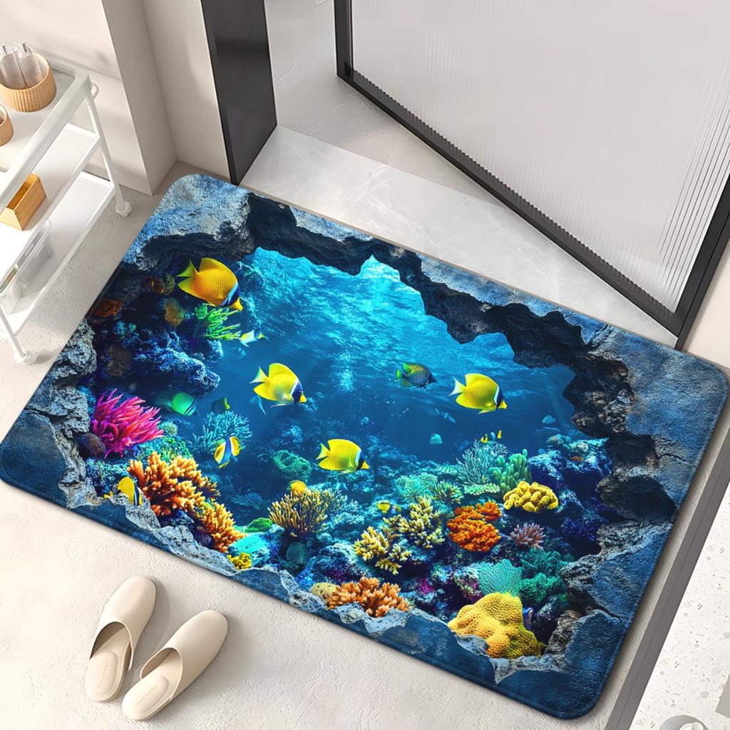 Ocean Life Animal Floor Mat - Creative Marine Design Area Rug - Indoor Outdoor Home Decor Bedroom Living Room Entrance Rug