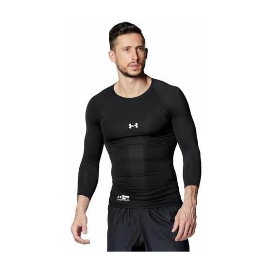 UNDER ARMOR Base Layer UA Heat Gear Armor Compression 3/4 Sleeve Crew Neck Shirt Men s
