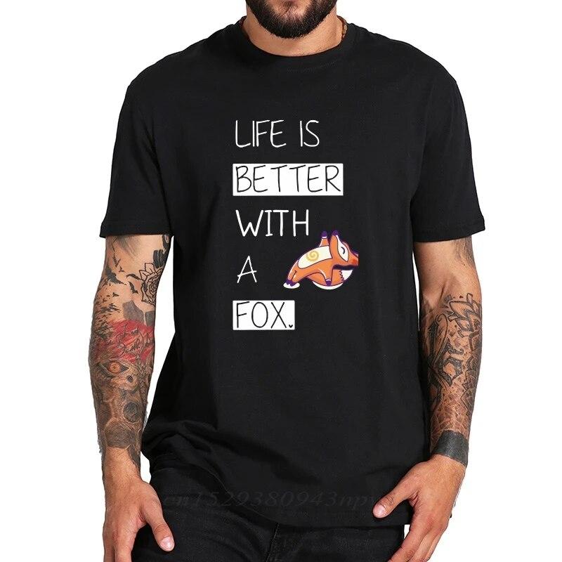 Fox T-Shirt Unisex This Is My Human I'm Really A Fox Funny Cute Animal Black 100% Baumwolle T-Shirt Slim Fit Streetwear