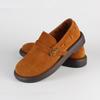 Fashion Suede Cowhide Platform Lefu Shoes Outdoor Women's Shoes Genuine Leather Brown Coffee Interior Sheepskin Vintage BigToe Workshoes
