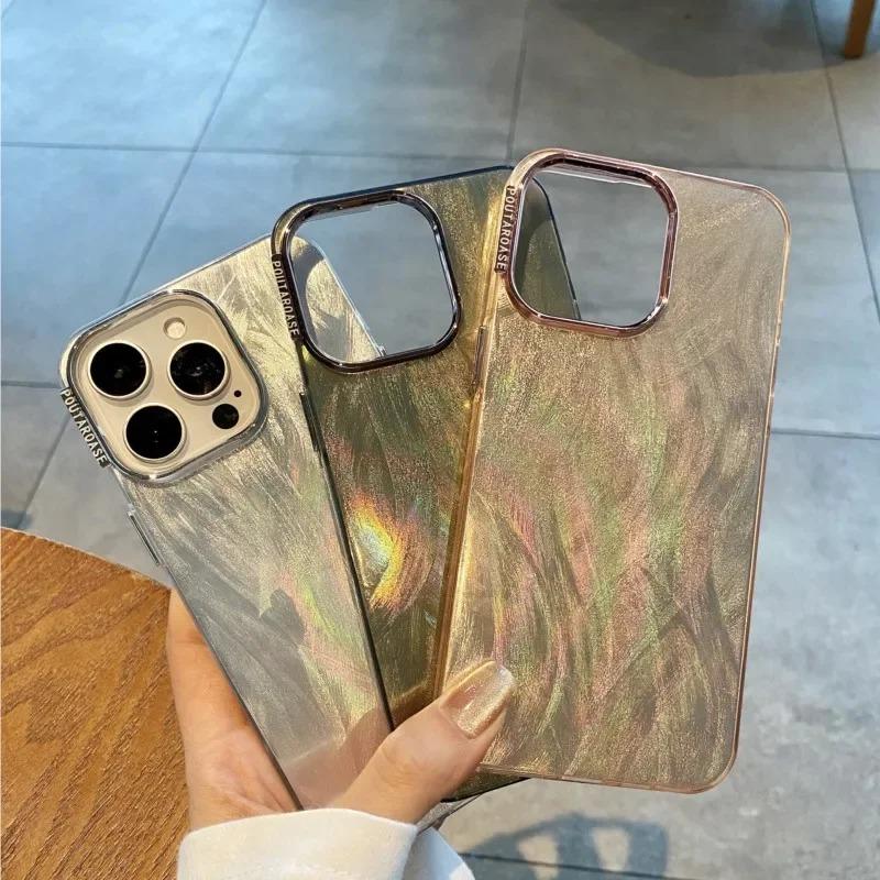 Luxusní třpytivé laserové pouzdro na telefon iPhone 15 14 13 12 11 Pro Max Bling Dreamy Shell Shockproof Soft Back Cover