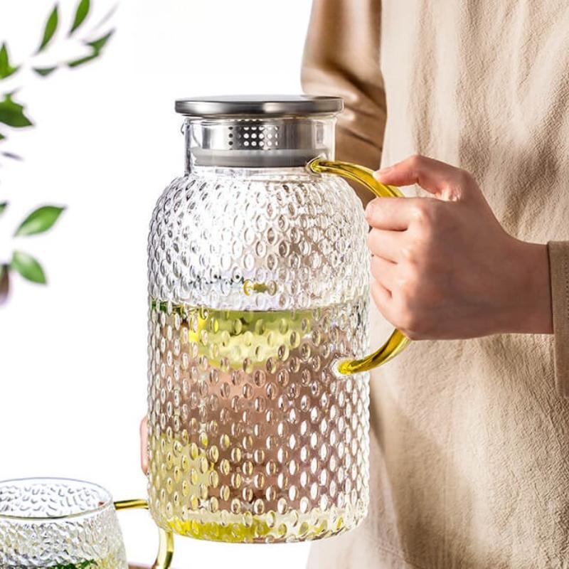 Exquisite Cold Water Kettle Transparent Heat-resistant Teapot Large Capacity Cold Kettle Lemon Water Pot Household Beverage Pot