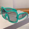 Trendy Square Designer Women's Shades Oversize Green Decoration Sunglasses Ins Brand Lady Sun Glasses for Driving Hiking