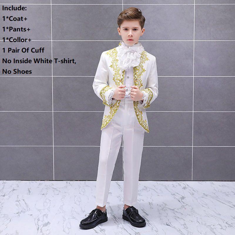 Child Boy Prince Costume With Luxurious Gold Flower Details Perfect For Fairytale Themed Events
