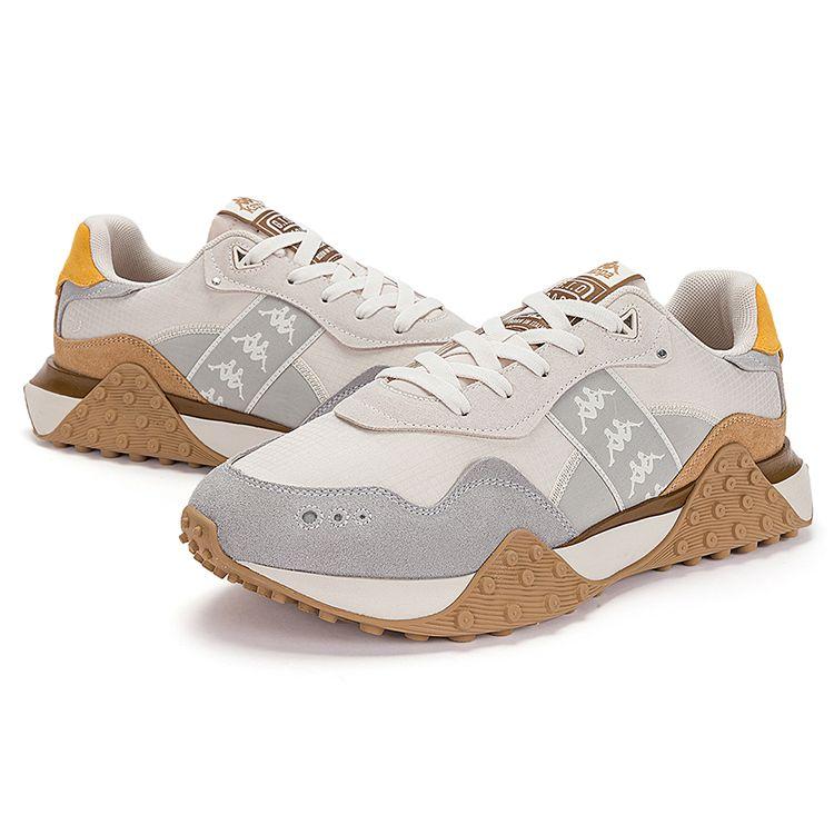 Kappa Casual Comfortable Fabric Two-Layer Cowhide TPU Non-Slip Shock Absorbing Low-Top Running Shoes Unisex sneaker Gray Brown K0DZ5MM07D-133