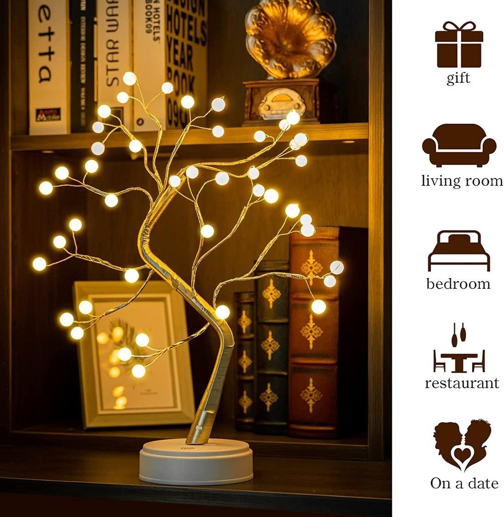 Pearl Bonsai Tree Lamp with Touch Switch | USB & Battery Operated Decorative Light for Home, Bedroom, Festival, Gift Use (Pack of 1)