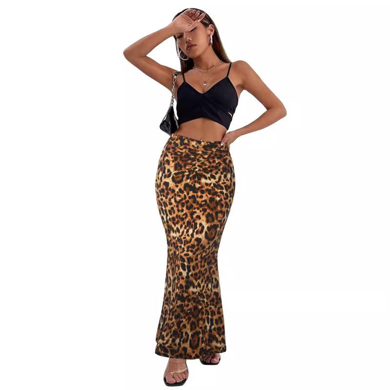 2024 Autumn/Winter Leopard Print Bodycon Mermaid Skirt