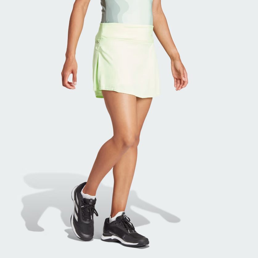 Adidas Tennis Match Skirt Solid Color Mid-Rise Fitted Breathable Cool Tennis Casual Skirt Women skirts Light-Green IS7247