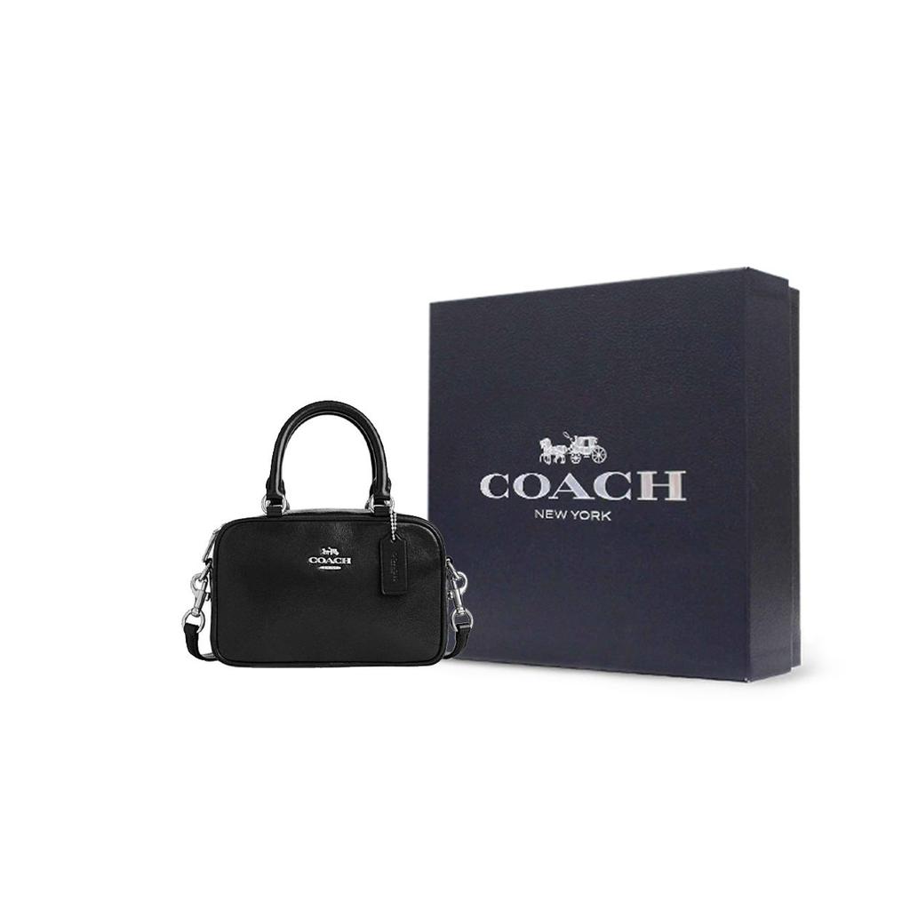 Coach Satchel 19 Logo Zip Closure Leather Shoulder Crossbody Handbag Small Women Handbags Black CW190-SVBK