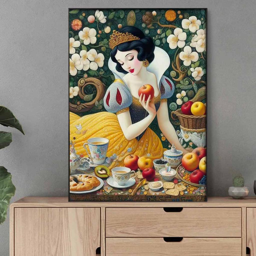 Full Round Diamond Painting The Princess Eating Apples Art Rhinestone Picture Mosaic DIY 5D Cross Stitch Embroidery Home Decoration