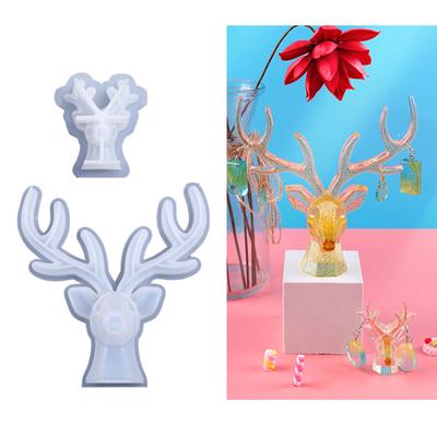 2x matriță din silicon pentru elan de Crăciun Matrite de turnare pentru cerb Ornament pentru birou Matrite decorative din ipsos pentru decorațiuni de sărbători