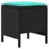 Garden Footstool 2 pcs Black and Turquoise 38 x 38 x 45 cm