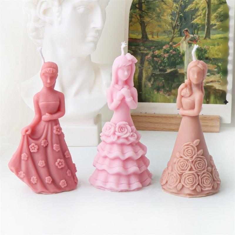 Flexible Silicone Mold Handmade Scented Candle Mould Flower Dress Girl Aromatherapys Jewelry Mold Home Decorations