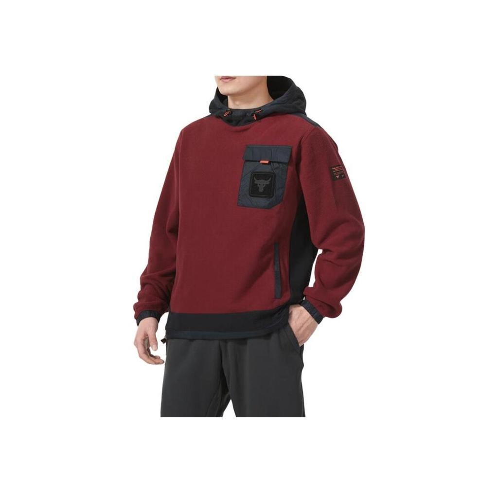 Under Armour Color Block Outdoor Pullover Hoodie Men Deep-Red 1367134-626