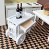 White Miniature Wooden Food Cart For Dollhouses Accessories 1/12 Scale Realistic Toy House Decoration