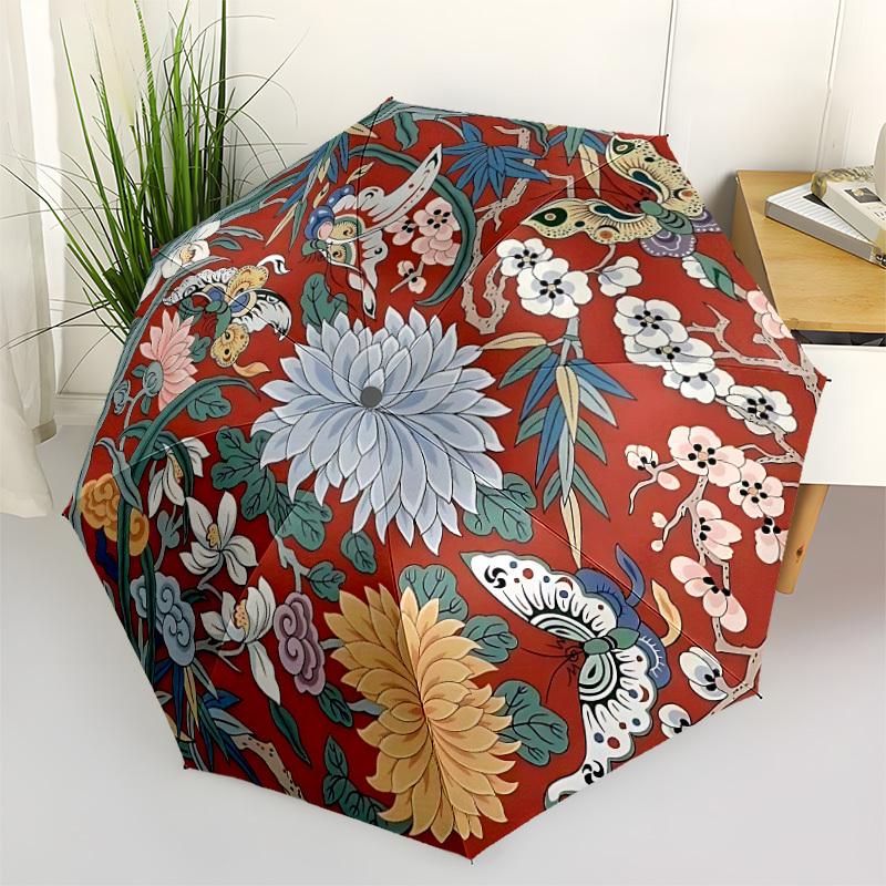 1pc Floral Pattern Automatic Opening/closing Umbrella with Auto Open/Close, Windproof, Foldable Sunshade, Perfect Gift for Friends, Durable