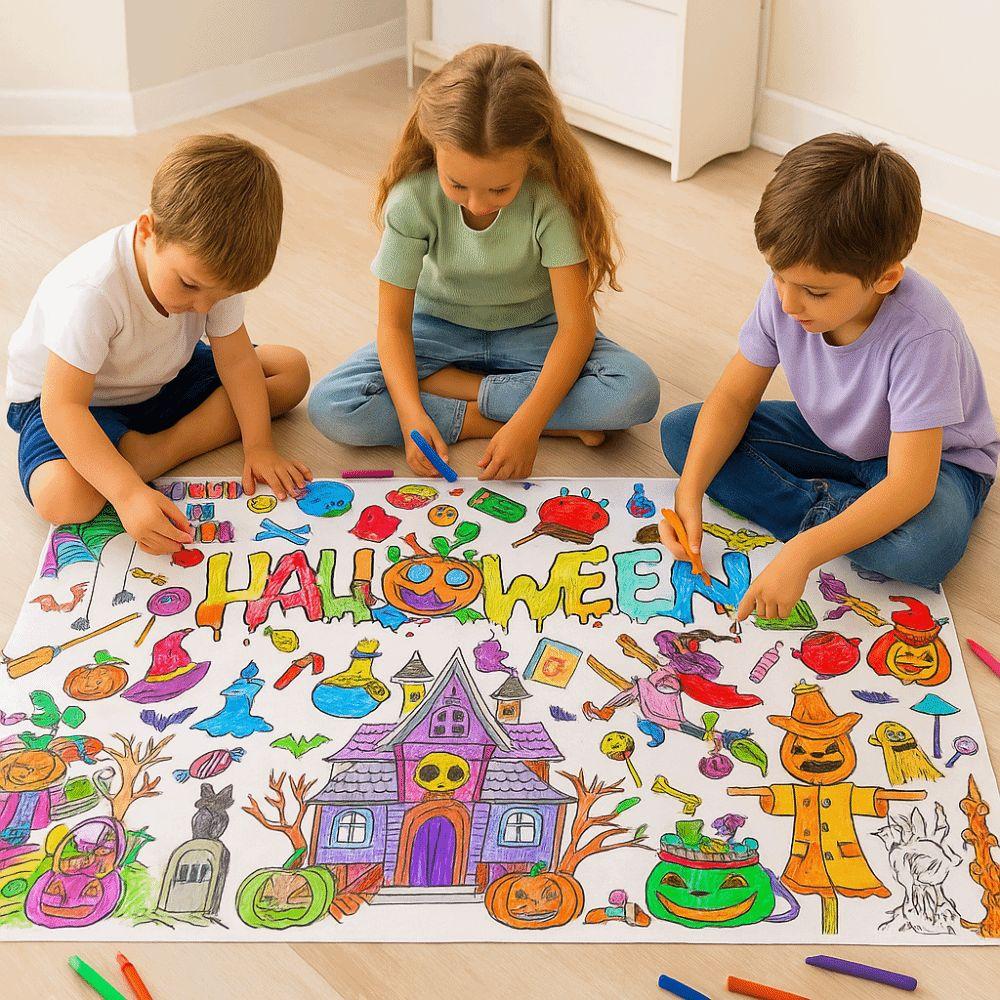 Creative Halloween Graffiti Tablecloth Handmade Large Coloring Posters Classroom Activities