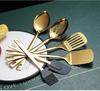 Evanda Ustensile de bucătărie Set de 13 vase de bucătărie placate cu titan din oțel inoxidabil auriu Ustensile de bucătărie Ustensile de copt Turner Oală Paste Lopată Spatulă