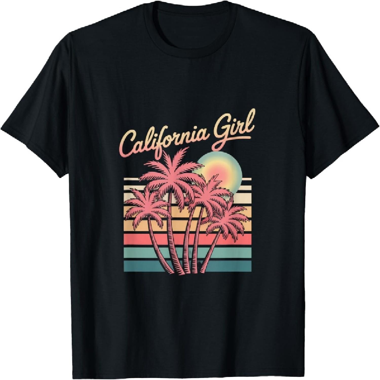 Оригинальная футболка California Girl, милая розовая девчачья футболка с калифорнийской пальмой S