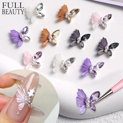 10 Teile/satz Französisch Schmetterling Diamant Nail art DIY Stein Dekorationen Bunte Glitter