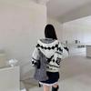 In Stock: Korean Niche Deer Rose Jacquard Hooded Knit Sweater Coat - Women's Loose, Cozy Style
