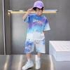 Set Casual Larghi per Ragazzi Estate Adolescenti T-shirt Sfumate + Pantaloncini 2 Pezzi Bambini Grandi Tute Sportive a Maniche Corte Abbigliamento per Bambini