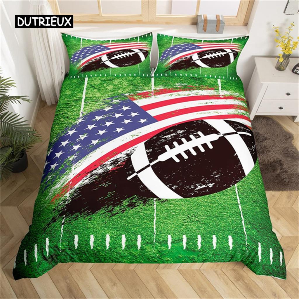 

Мальчики или девочки 3D Футбол пододеяльник комплект одеяло покрывало мяч спортивная тема постельное белье односпальный двухместный для детей подростков подарок спальня EU single(135x200cm)