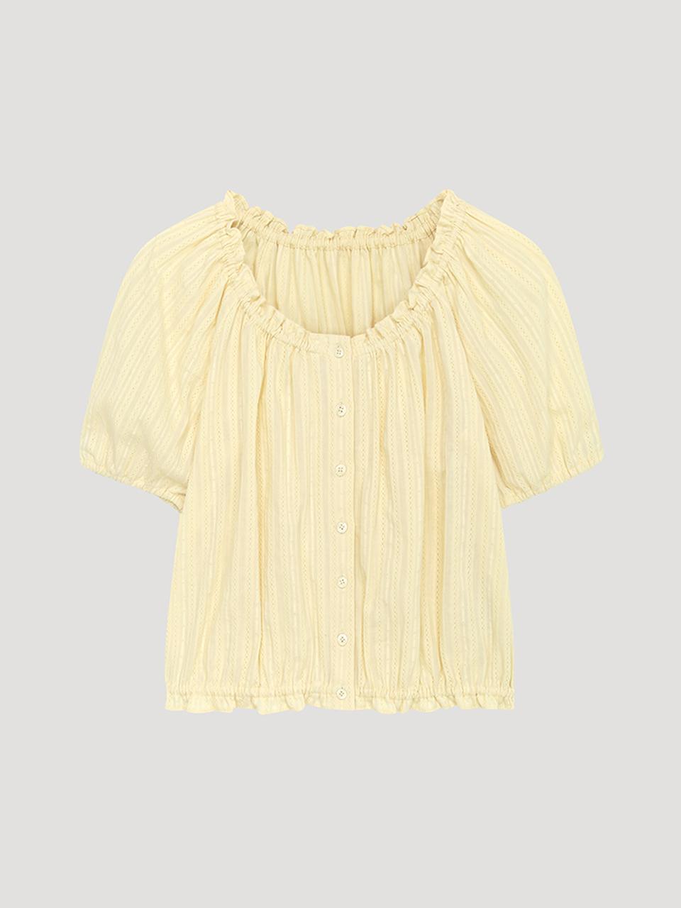 Sistina Cotton Shirred Blouse_Awwblp21010_Lb Light Beige/44