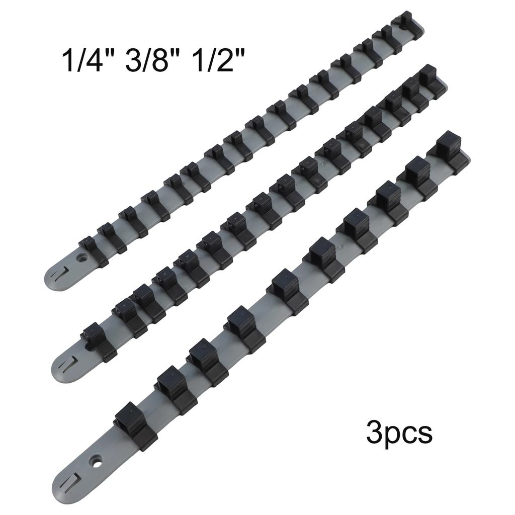3pcs Socket Rail Holder Brand New Gray+Black Hand Tools High Quality Plastic Designed For Storing Loose Sockets