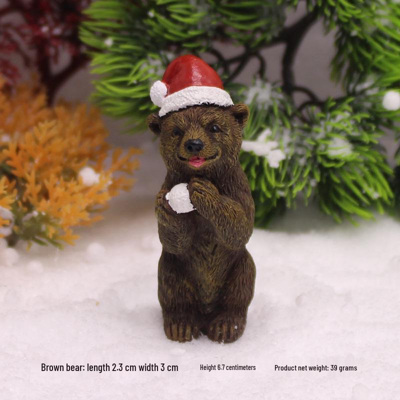 Santa Claus and Snowman Figurines with Christmas Ornaments, Brown Bear Gift Bag & Micro Landscape Pendant
