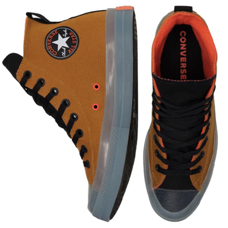 Converse Chuck Taylor All Star Cx Clear Jelly Sole Vintage Versatile Casual High-Top Canvas Shoes Unisex Wheat