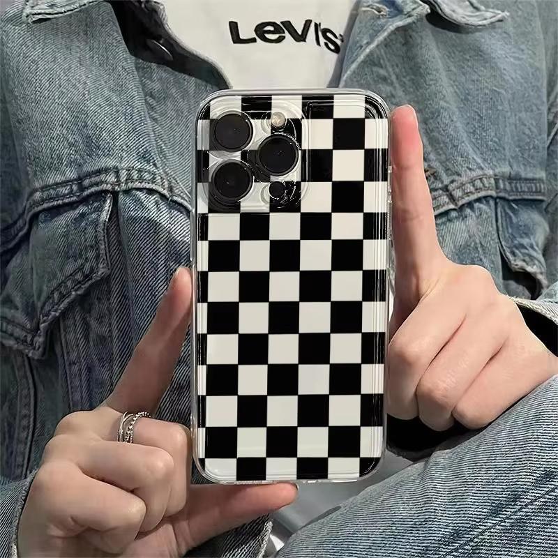 Space Black Plaid Pattern Clear Phone Case For Xiaomi Mi 15 T Pro 14T 13T 12T Mi 17 Pro 15 14 13 12 11 Lite 5G Silicone Cover