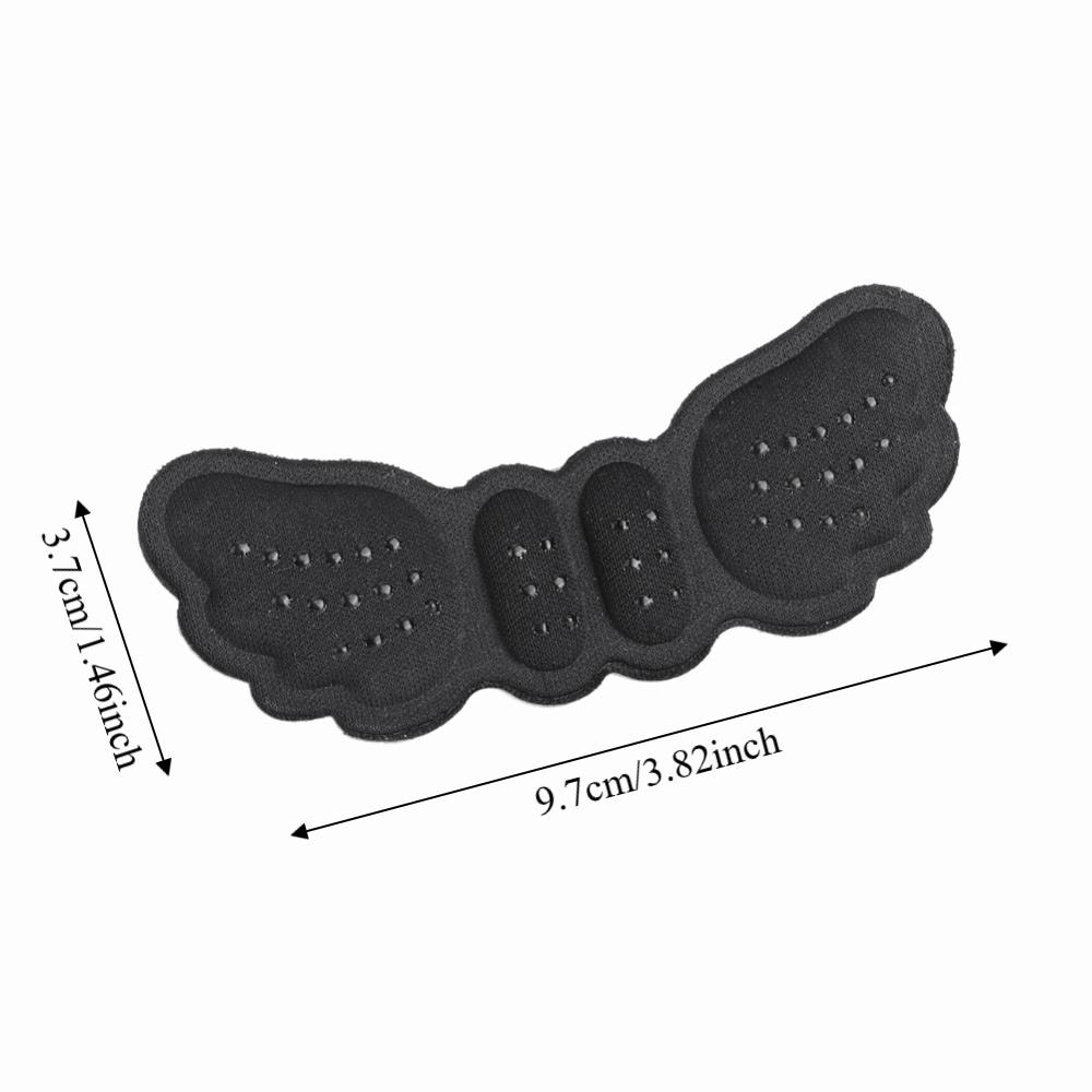 5 Pairs Self-adhesive 4D Sponge Heel Pads Butterfly Wing Black Heel Stickers Invisible Thickened Foot Pads Anti-drop Fix