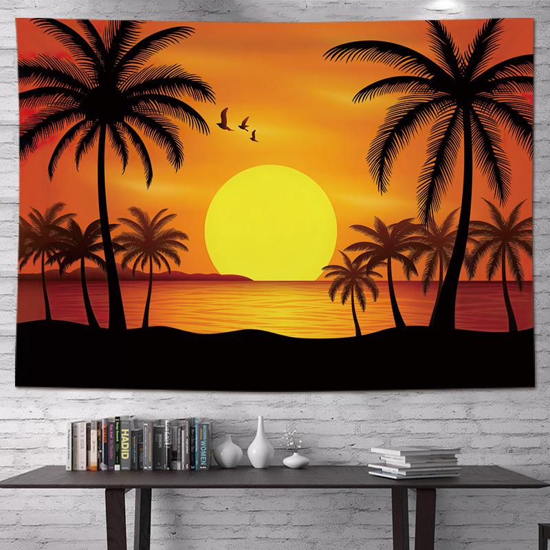 VIKAMA Coconut Tree Palm Tree Tapestry Dormitory Bedside Camping Wind Decoration Ins Room Sea Beach Wallpaper Home Decoration