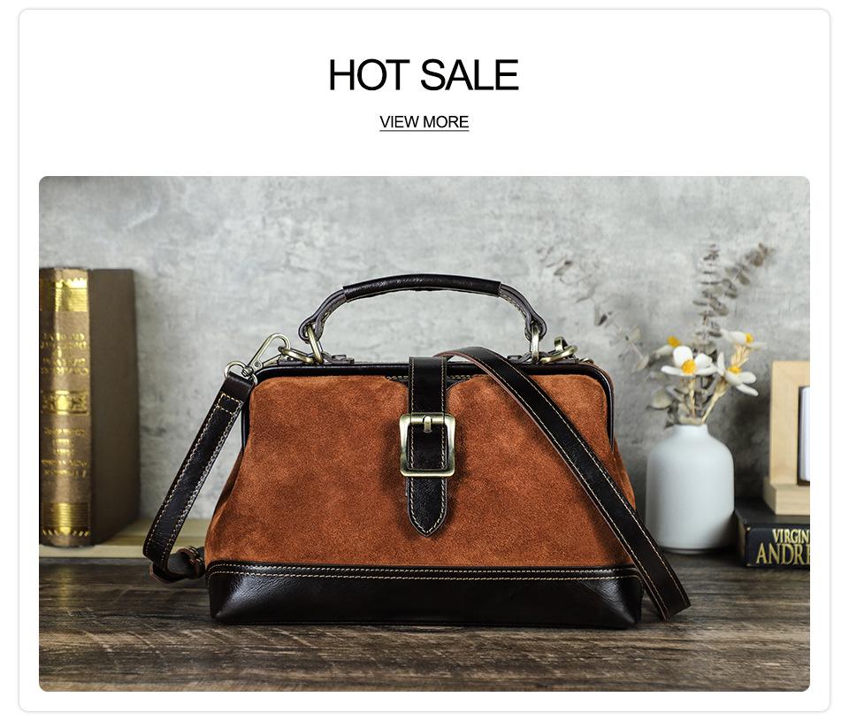 Damen Handtasche aus Wildleder und Rindsleder mit mehreren Fächern und Metallschnalle zum Tragen über einer Schulter oder als Crossbody Tasche