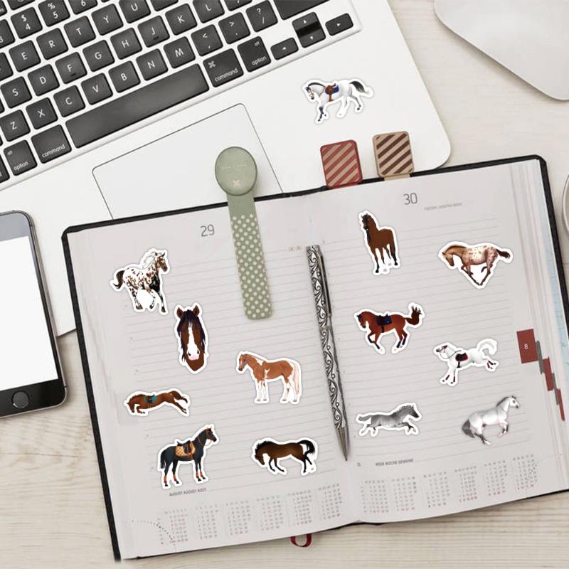 60Pcs Cute Cartoon Galloping Horse Graffiti Stickers Pvc Waterproof Horse Racing Stickers Notebook Luggage Decoration Decal Gift