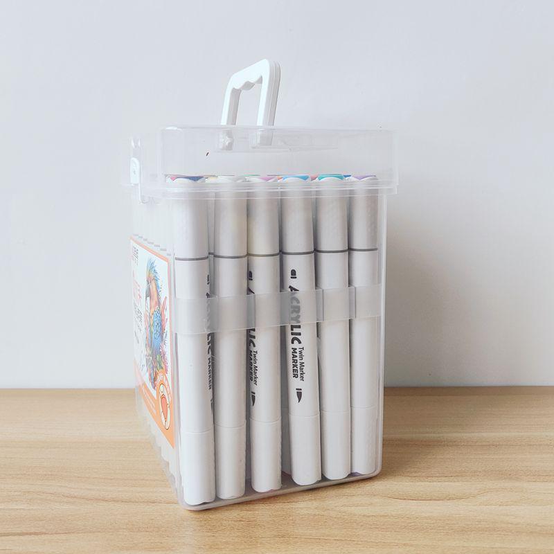 48-Color Dual-Tip Acrylic Marker Set In Portable Box for Kids' Art, DIY Journals, and Coloring