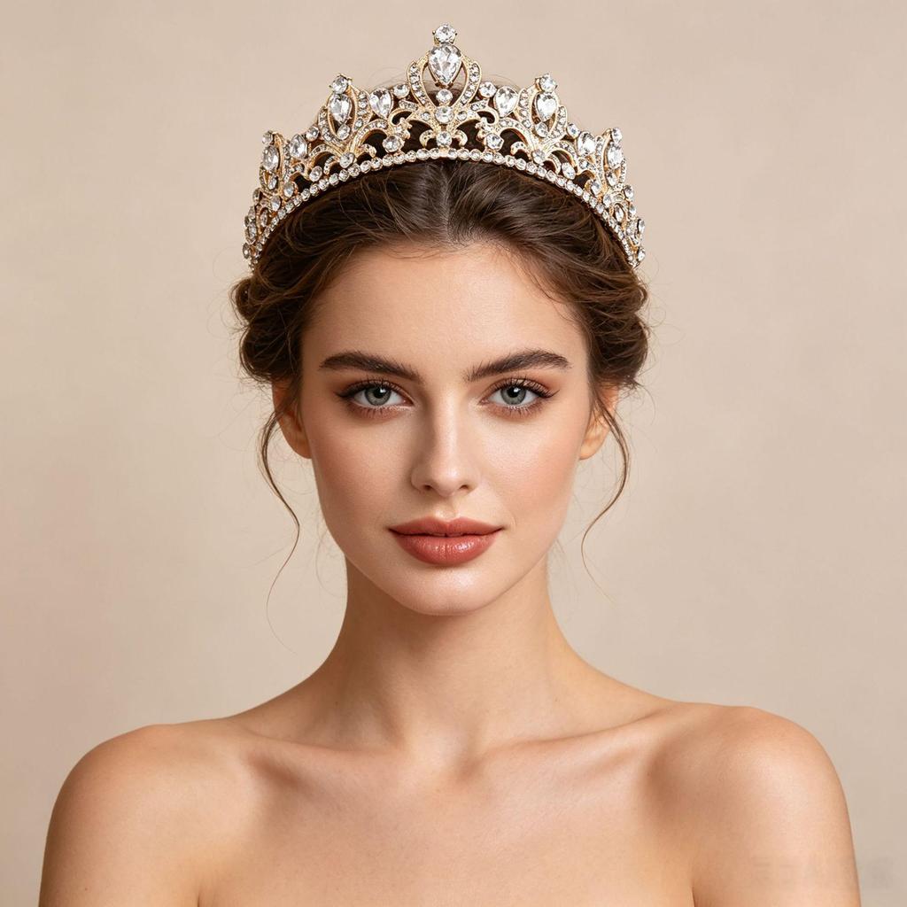 Baroque Rhinestone Bridal Crown - European Style Wedding Headdress for Women