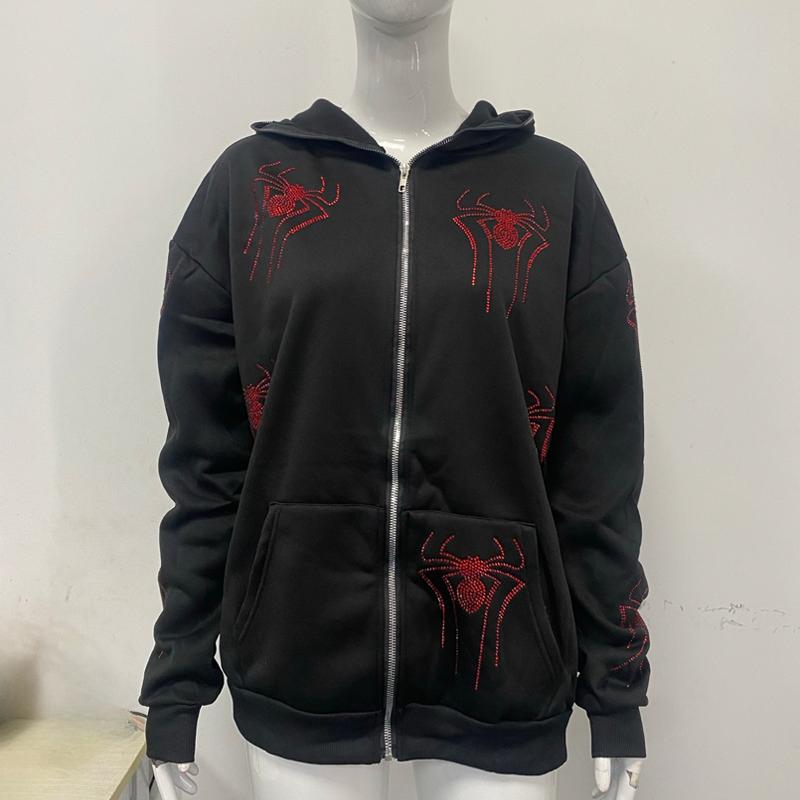 Y2K Estetiska toppar Punk Sportjacka Streetwear Hip Hop Sweatshirt Grafik Oversized hoodies