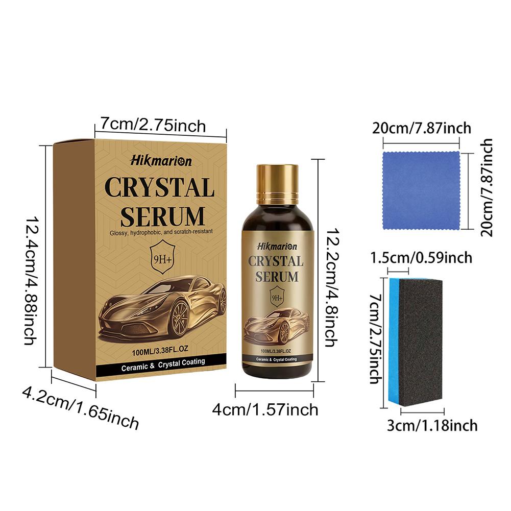 9H+ Keramikbeschichtung Kristall Serum, 100ml Hydrophobes Auto Lackschutz-Set mit Tuch Schwamm Autoaufbereitung Lackschutz
