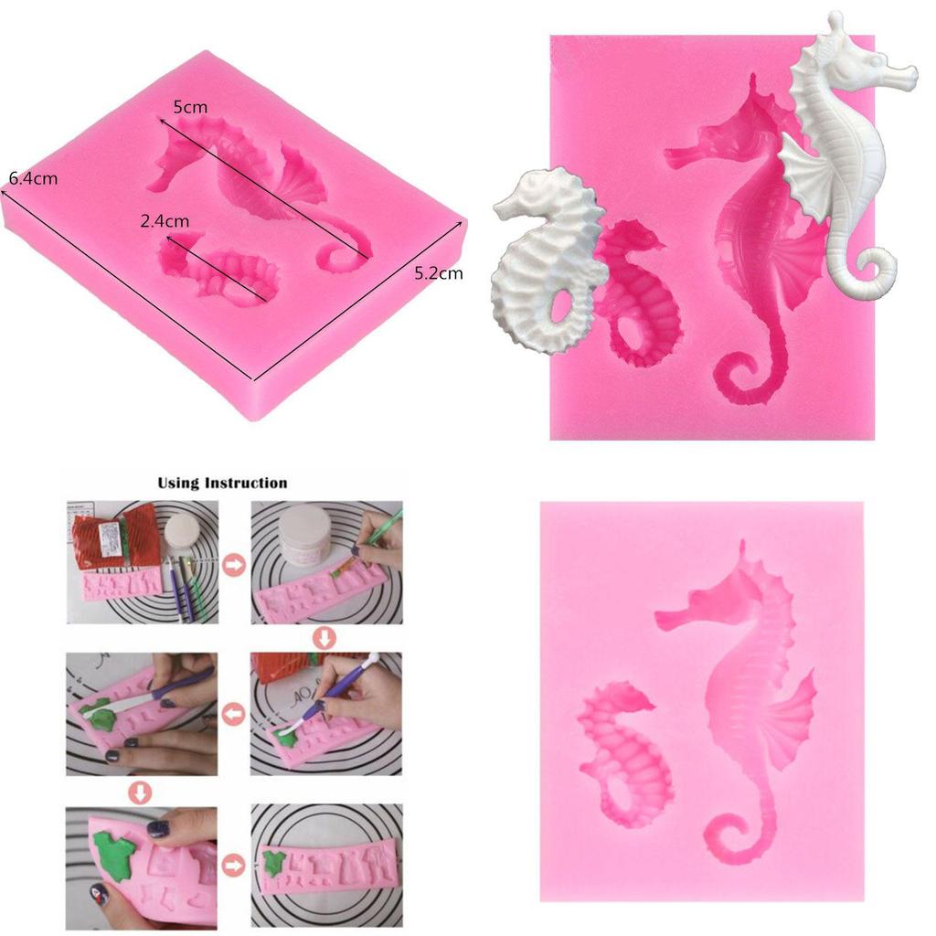 Timeless Design 3d Sea Horse Silicone Fondant Mold For Classic Cake Decor