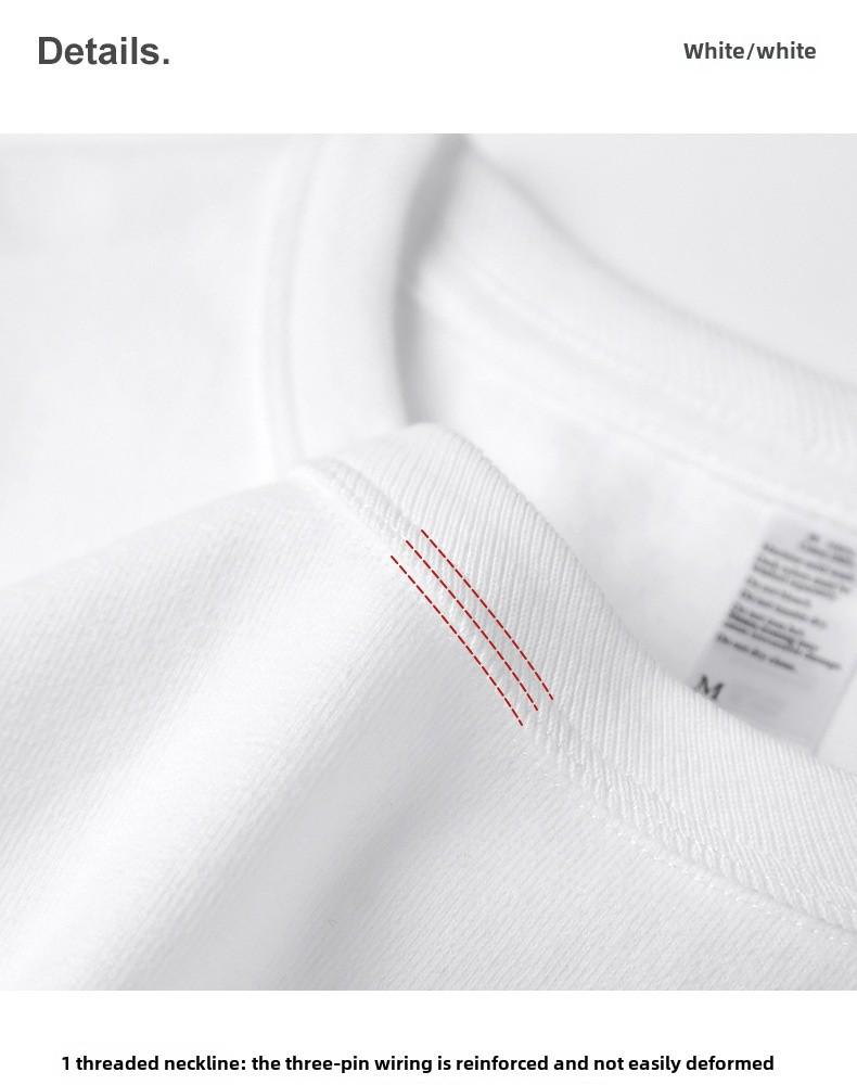 250g Heavyweight Pure Cotton Unisex Long-Sleeved T-Shirt, Solid White Round Neck, Women's Versatile Base Layer