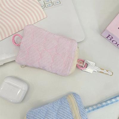 Kawaii Striped Women Mini Coin Purse Cute Earphone Lipstick Storage Bag Keychain Wallet Bag Pendants