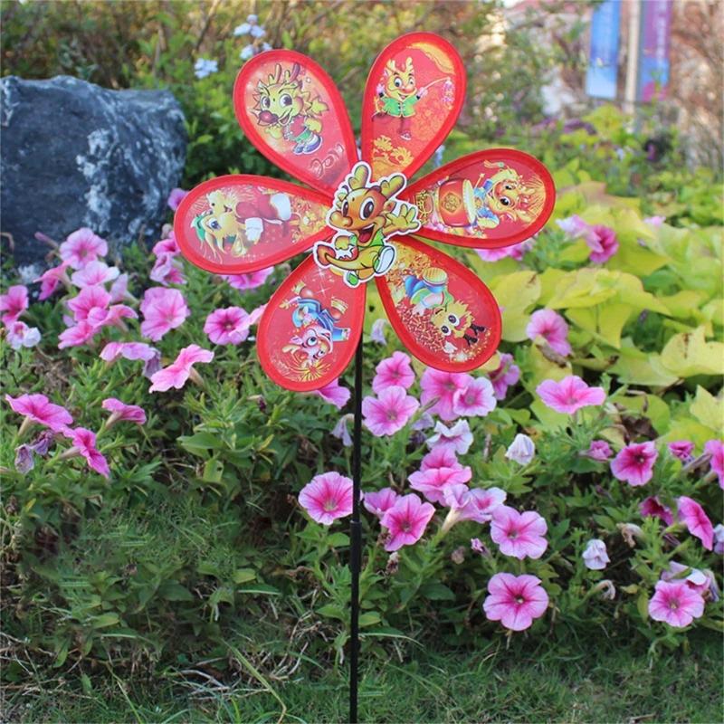 Colorful Cartoon Dragon Wheels Windmill for Children Outdoor Activities and Garden Decoration Kids Windmill Toy Supplies