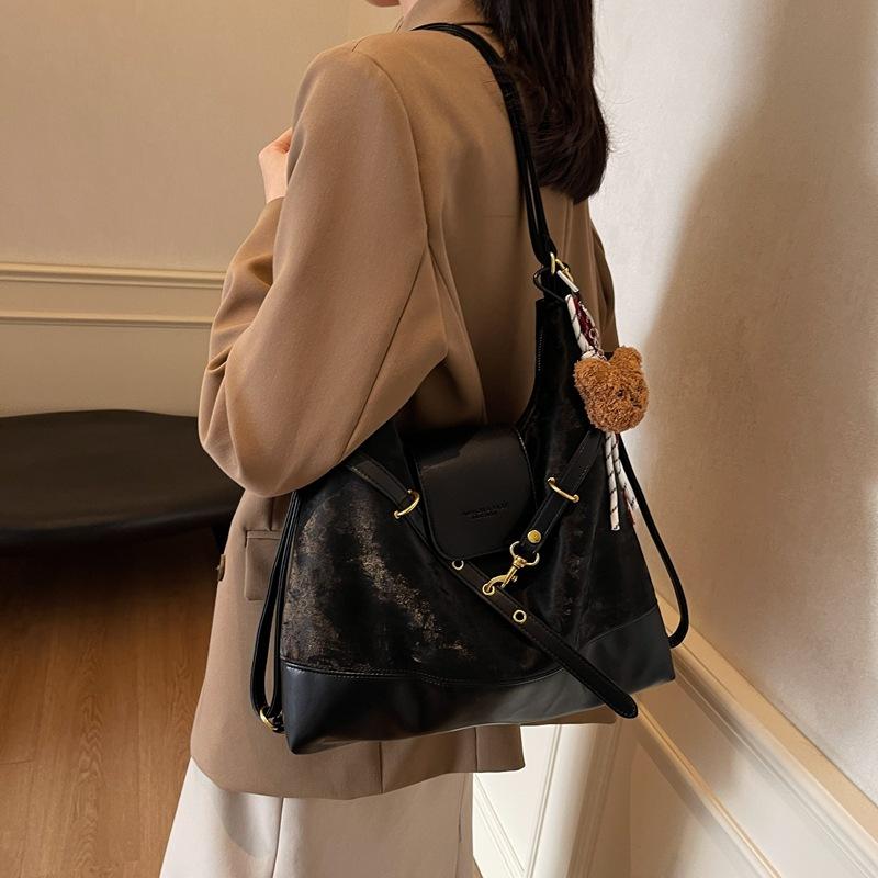 Autumn and Winter Large-capacity Matte Splicing Tote Bag 2025 New Versatile Going Out Commuting Single Shoulder Oblique Span Bag Women's Bag